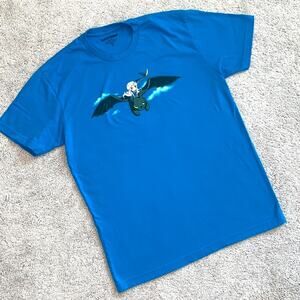 Game of Thrones Cartoon Khaleesi & Dragon Short Sleeve Blue Cotton Tee Shirt M